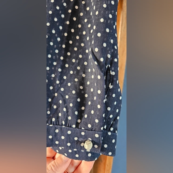 H&M Dark Blue Polka Dot Long Sleeve Dress - Picture 4 of 5